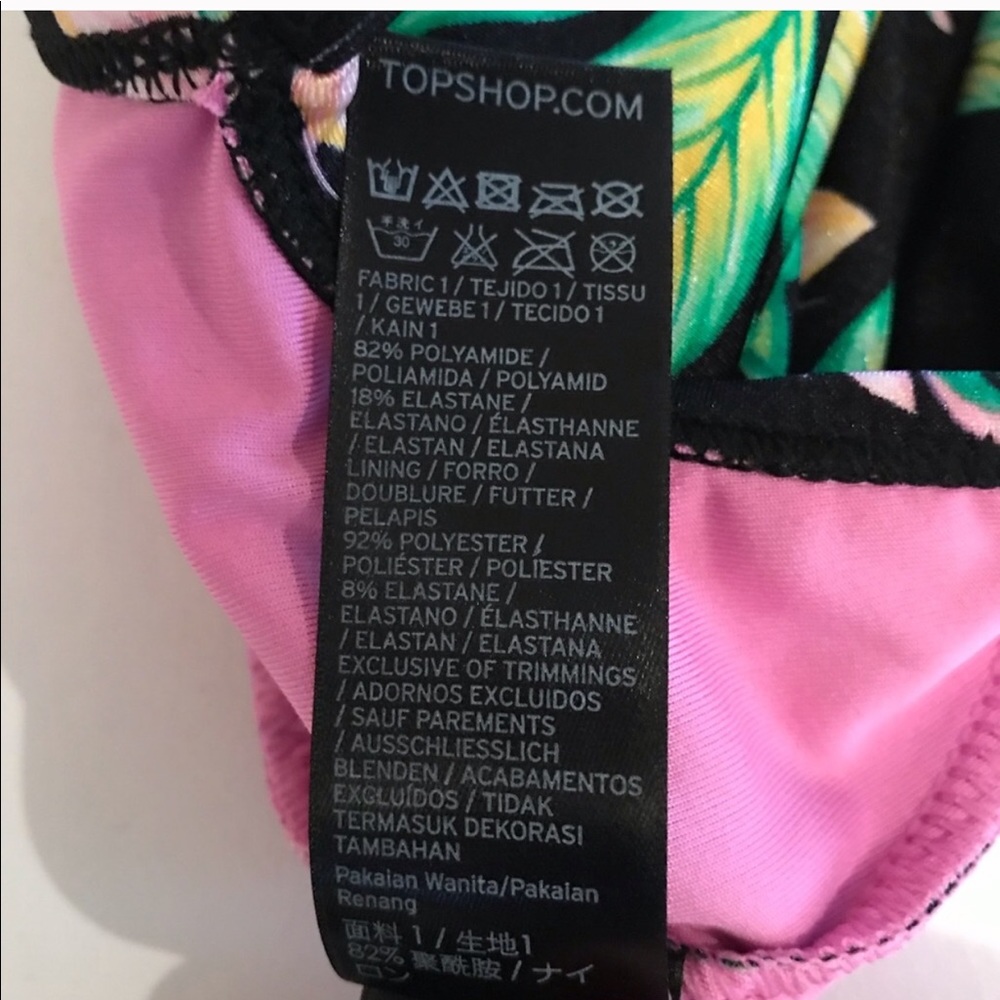 Topshop Tropical Floral One Piece Swimsuit Black - Picture 5 of 7